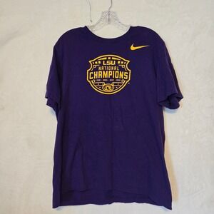 Nike LSU Tigers National Champions Purple T Shirt Men's Size S